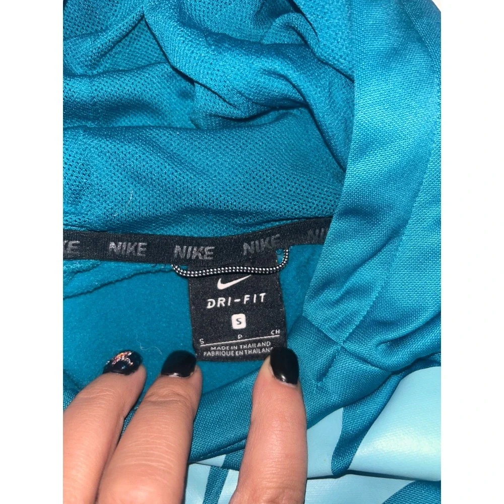 Nike Dri-FIT Boys Teal Blue Pullover Hoodie Sweatshirt Size Small S Logo